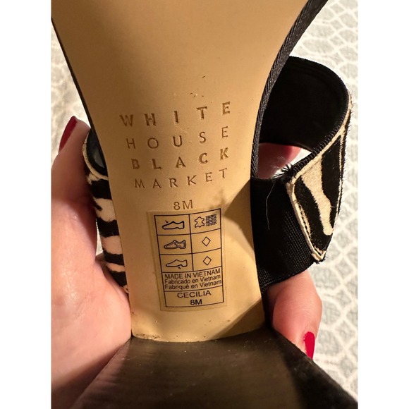 White House Black Market Cecilia Zebra Print Block Heel Mules Women's Size 8M - Picture 4 of 5
